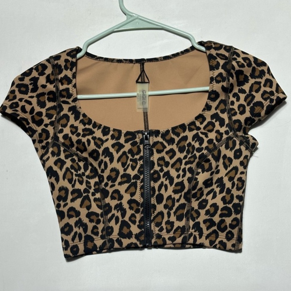 GIGI C x Free People Maci Surf Top Cropped Zipper leopard